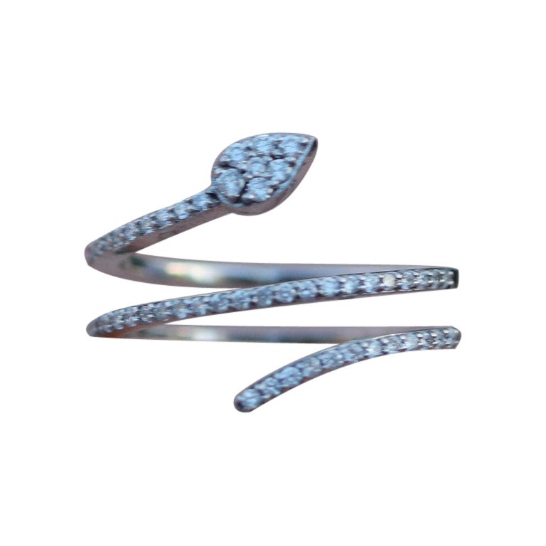 Genuine Diamond Snake Ring Half Band Diamond Engagement Ring in 14K Gold For Her For Sale