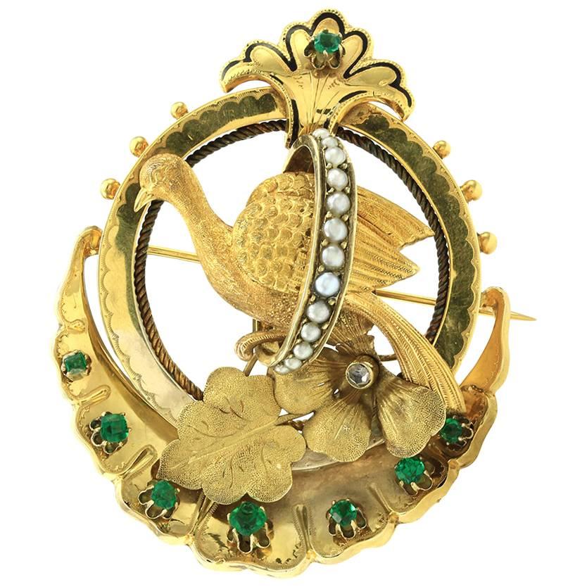  Victorian Gold Pheasant Brooch  For Sale