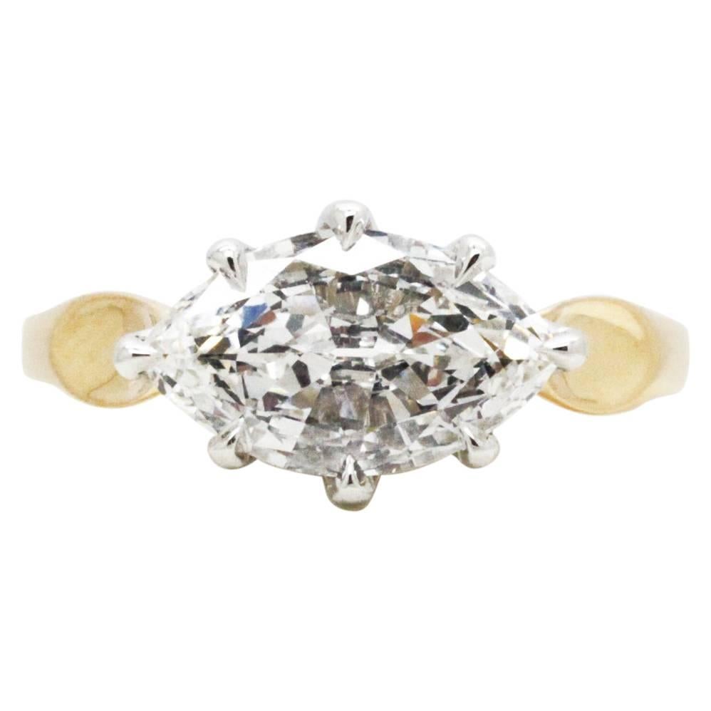 1.50 carat GIA Certified carat Marquise Diamond 18k gold and Platinum Ring