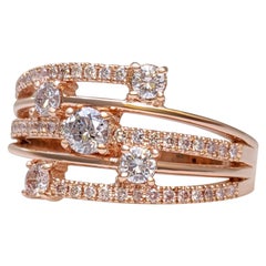 NO RESERVE! - 0.81 Carat Pink Diamonds - 14K Rose Gold - Ring