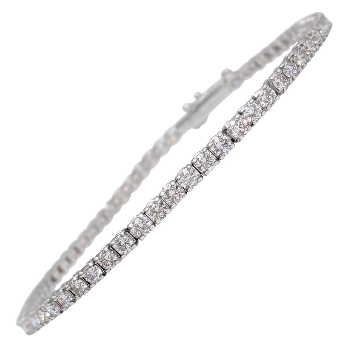 NO RESERVE! - 4.21Ct Diamond Tennis 14K White Gold Bracelet