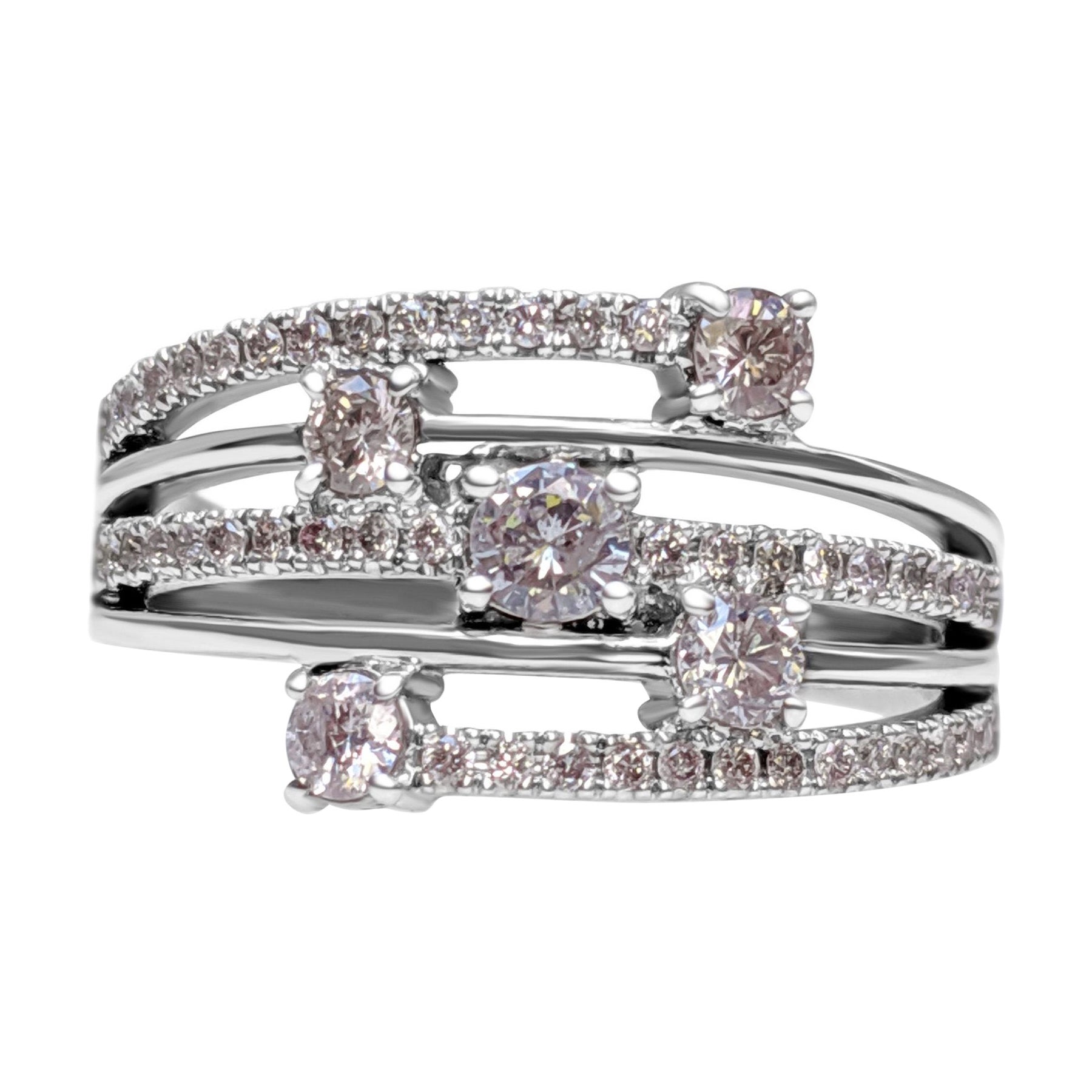 NO RESERVE! - 0.80 Carat Pink Diamonds - 14K White Gold - Ring