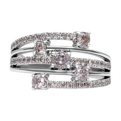 NO RESERVE! - 0.80 Carat Pink Diamonds - 14K White Gold - Ring