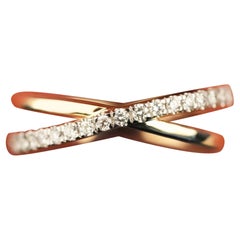 Anillo de boda natural redondo cruzado Anillo de diamantes de oro de 14k Regalo de aniversario.