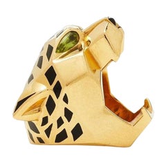 Cartier 18 Karat Gelbgold EU 53 Pantherkopf Massives Design gepunkteter Lackring