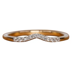 14k Gold Ring Natürlicher Diamant Gebogener Ring Tiny Diamant Stapelring Minimalistischer Ring