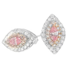 Pendientes de oro blanco de 18 quilates con diamante rosa fantasía talla marquesa
