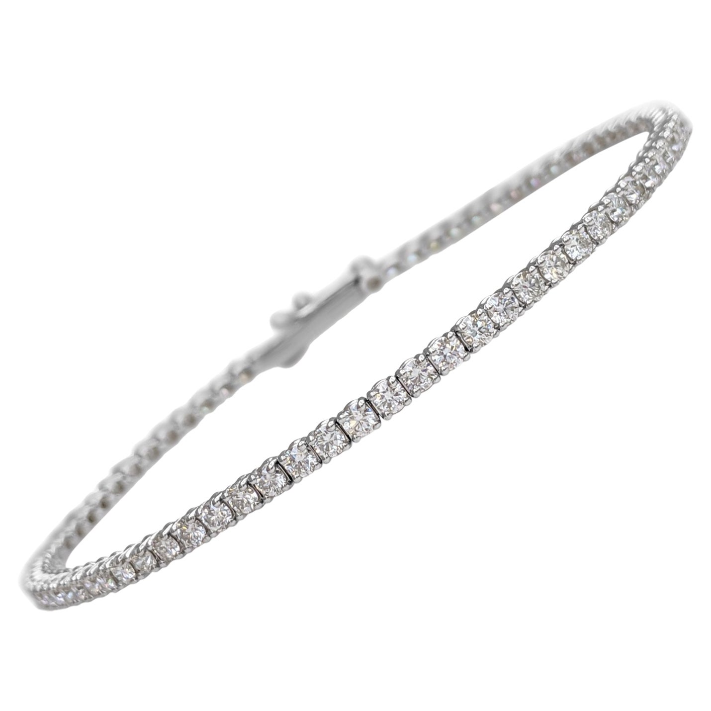 NESSUNA RISERVA! - Bracciale Tennis con diamanti da 3,45 carati in oro bianco 14K
