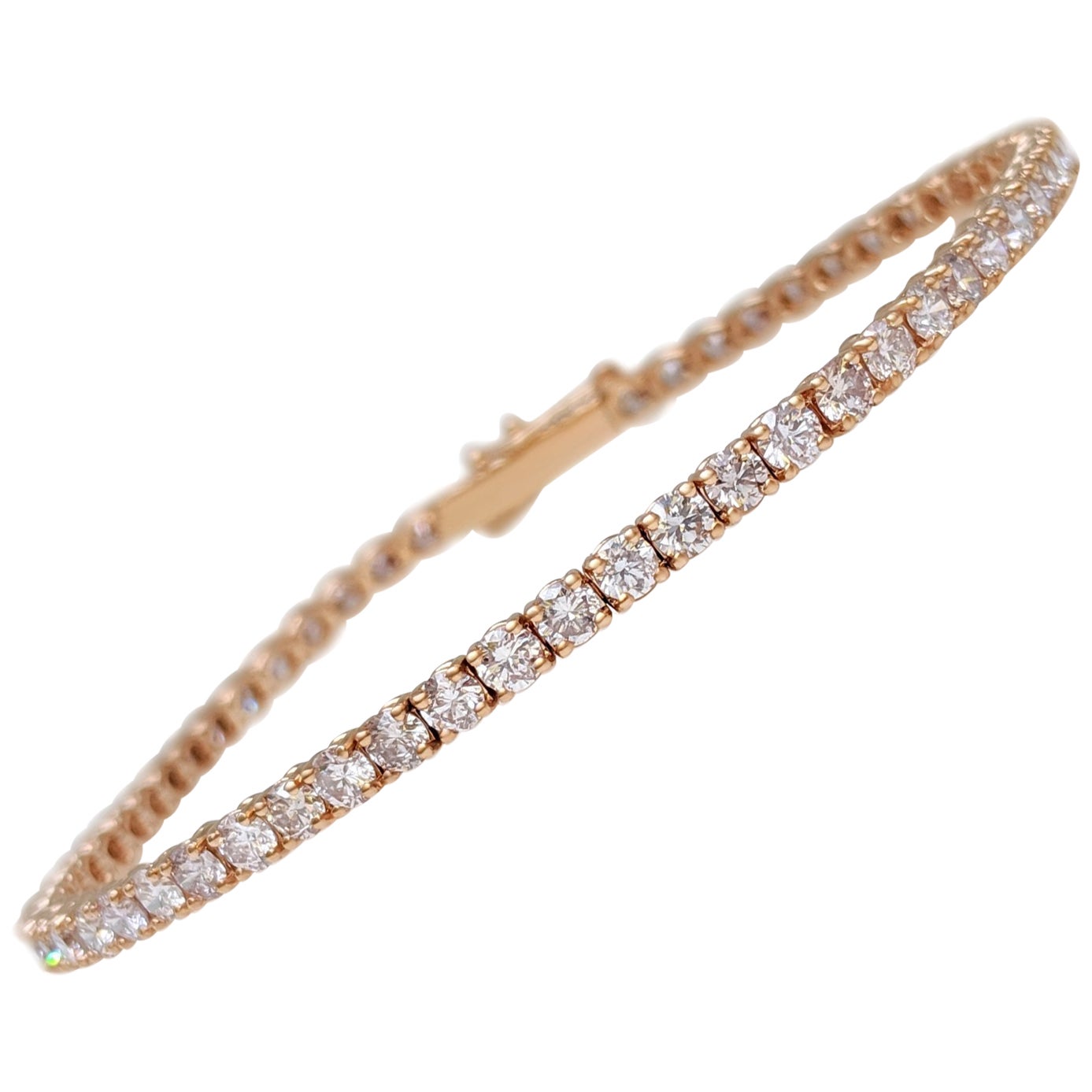 NESSUNA RISERVA! - Bracciale Tennis in oro rosa 14K con diamanti rosa da 5,41 carati