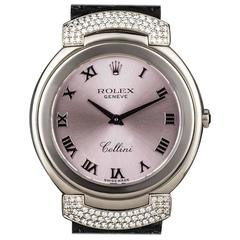 Vintage Rolex Ladies White Gold Diamond Lugs Cellini Wristwatch