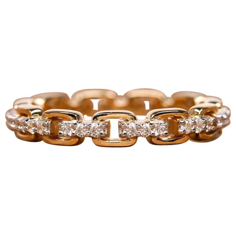 Anello di fidanzamento con diamante naturale a maglie aperte in oro 14k Anello a catena A Link per lei.