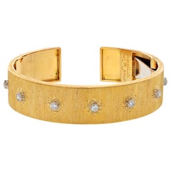 Buccellati 18K Yellow and White Gold Diamond Macri Classica Cuff Bracelet