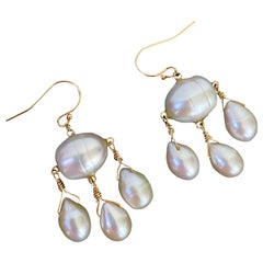 Marina J. All Pearl & massivem 14k Gelbgold Kronleuchter Ohrringe
