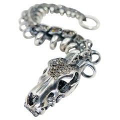 Unisex Silver & Fancy Color Natural Diamonds Dragon Bracelet. Statement Piece!