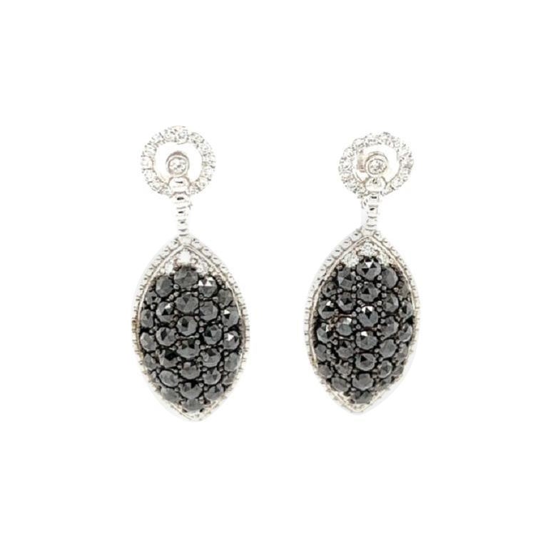 Pendientes de gota de oro blanco con diamante negro de 4,33 quilates