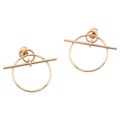 Orecchini Hermes in oro rosa 18k a lobo piccolo con chiusura a scatto