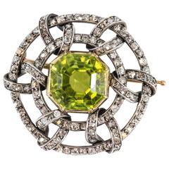 Carl Faberge Peridot Diamond Gold Brooch 5