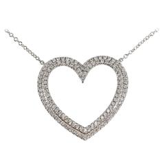Tiffany & Co. Metro Large Diamond Platinum Heart Necklace Pendant