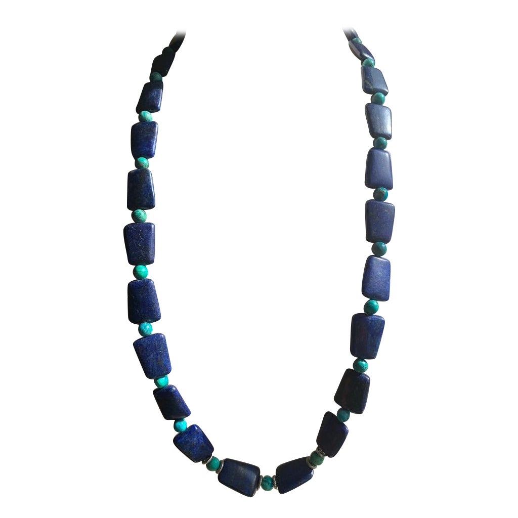Collier de lapis fait à la main avec argent sterling et Variscite