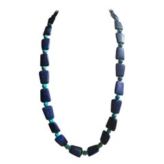 Collar de Lapislázuli hecho a mano con Plata de Ley y Variscita