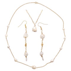 Collier, pendentif et boucles d'oreilles en perles de rivière, rare, certifié GIA