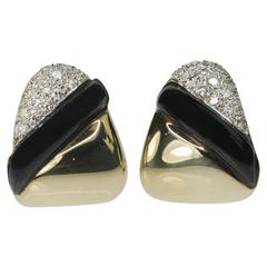 Onyx Diamond Gold Earrings 4