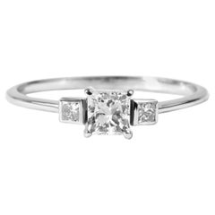 GIA Report Certified 0.5 carat Princess Cut Three Stone Diamond Ring White Gold