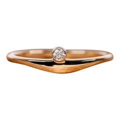 Natürlicher Diamant Melt geschwungener Solitär Ring 14k Gold Einzigartiger Ring für Damen Geschenk.