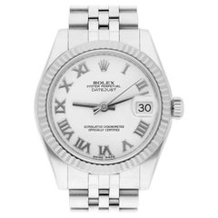 Rolex Datejust 31mm 178274 komplette Edelstahl Jubiläumsuhr mit weißem Zifferblatt Midsize