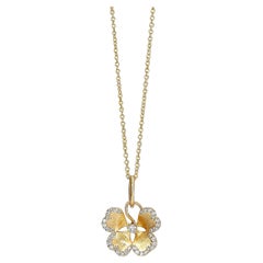 Syna Yellow Gold Clover Pendant with Diamonds