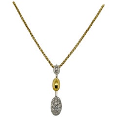 FOPE Italien Zweifarbige Diamant-Tropfen-Anhänger-Halskette mit Anhänger aus 18k Gold