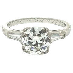 Vintage Platinum 1.56ct GIA Certified Circular Diamond Solitaire Engagement Ring