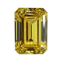 1.57ct Vivid Yellow VVS1 Emerald Cut Diamond - Loose