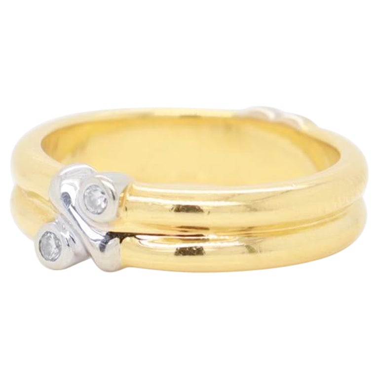Tiffany & Co. 18K Gold & Diamond Signature X Band Ring For Sale