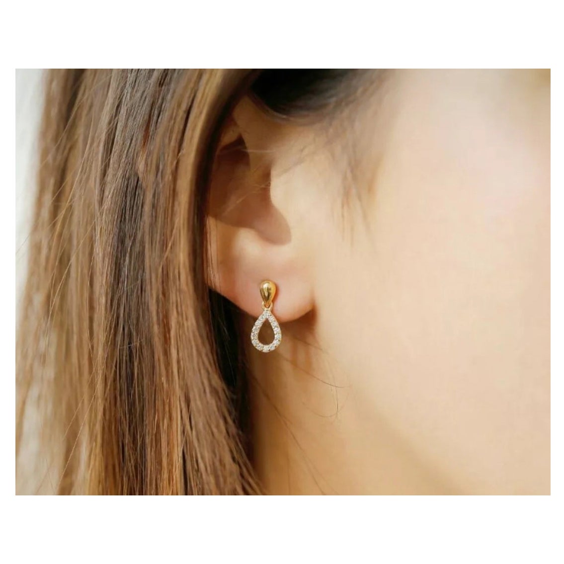 Cluster Bulb Drop Shape Earrings for Women 14k Solid Gold Diamond Earring