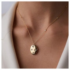 Openable Locket Necklace 14k Solid Gold Diamond Necklace Anniversary Unique Gift