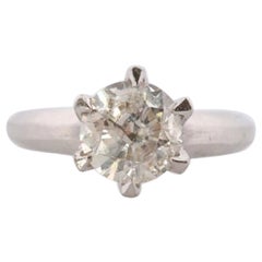 Anillo de Diamantes. Anillo de platino con diamante solitario de 1 ct. PT850 Plat Diamante Grande