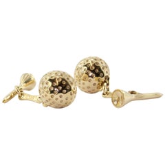 Vintage 1940s Gold Golfball and Tee Cufflinks 