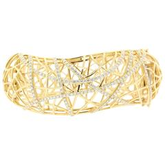 Contemporary Diamond Gold Bangle bracelet