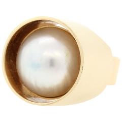 Danish Mabe Pearl Gold Ring