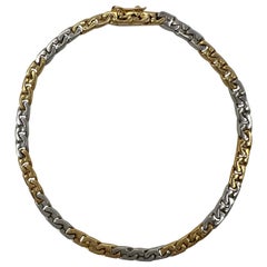 Rare Vintage Van Cleef & Arpels 18k Yellow & White Gold Two Tone Chain Bracelet