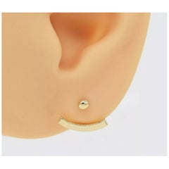 14K Solid Gold Smiley Open Huggie Hoop Piercings für Frauen Ohrringe Geschenk für Mama