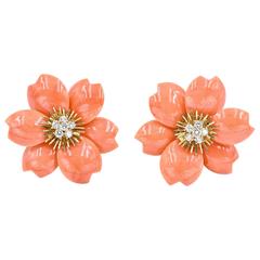 Van Cleef & Arpels Rose De Noel Coral Earrings