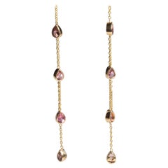 Pink Tourmlaine and 14K Gold Threader Pass-Through Earrings