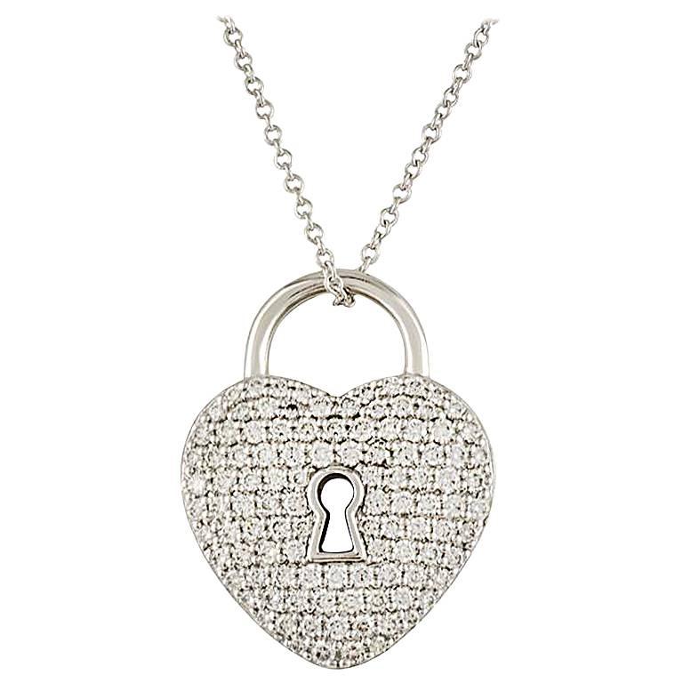 Tiffany & Co. Diamond Set Heart Lock Pendant