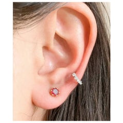 14K massives Gelbgold Diamant Huggie-Ohrringe Dainty durchbrochene Creolen Schmuckgeschenk.