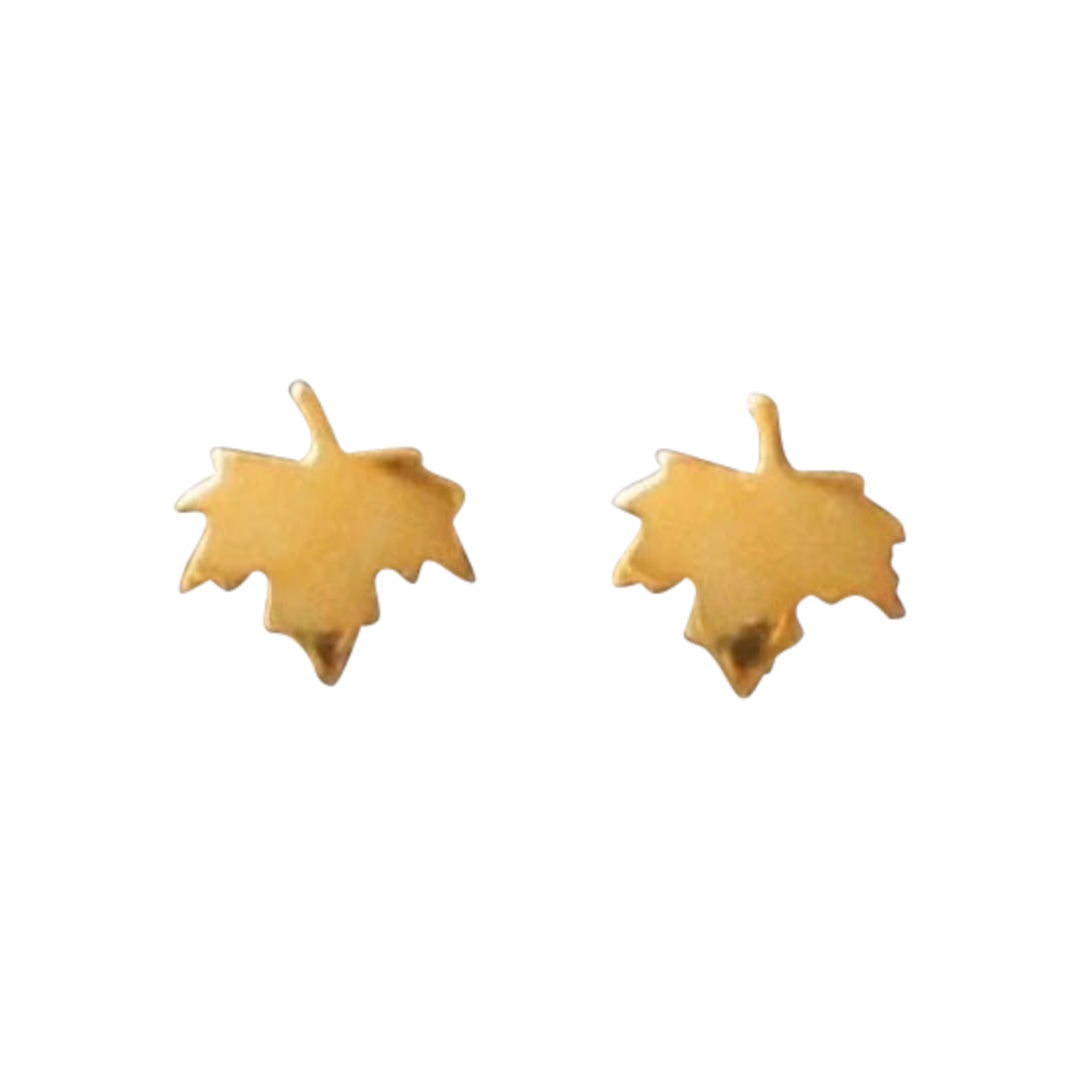 14k Gold Blatt Ohrstecker Ahornblatt Ohrringe Gold Herbstschmuck Oktober Schmuck Geschenk