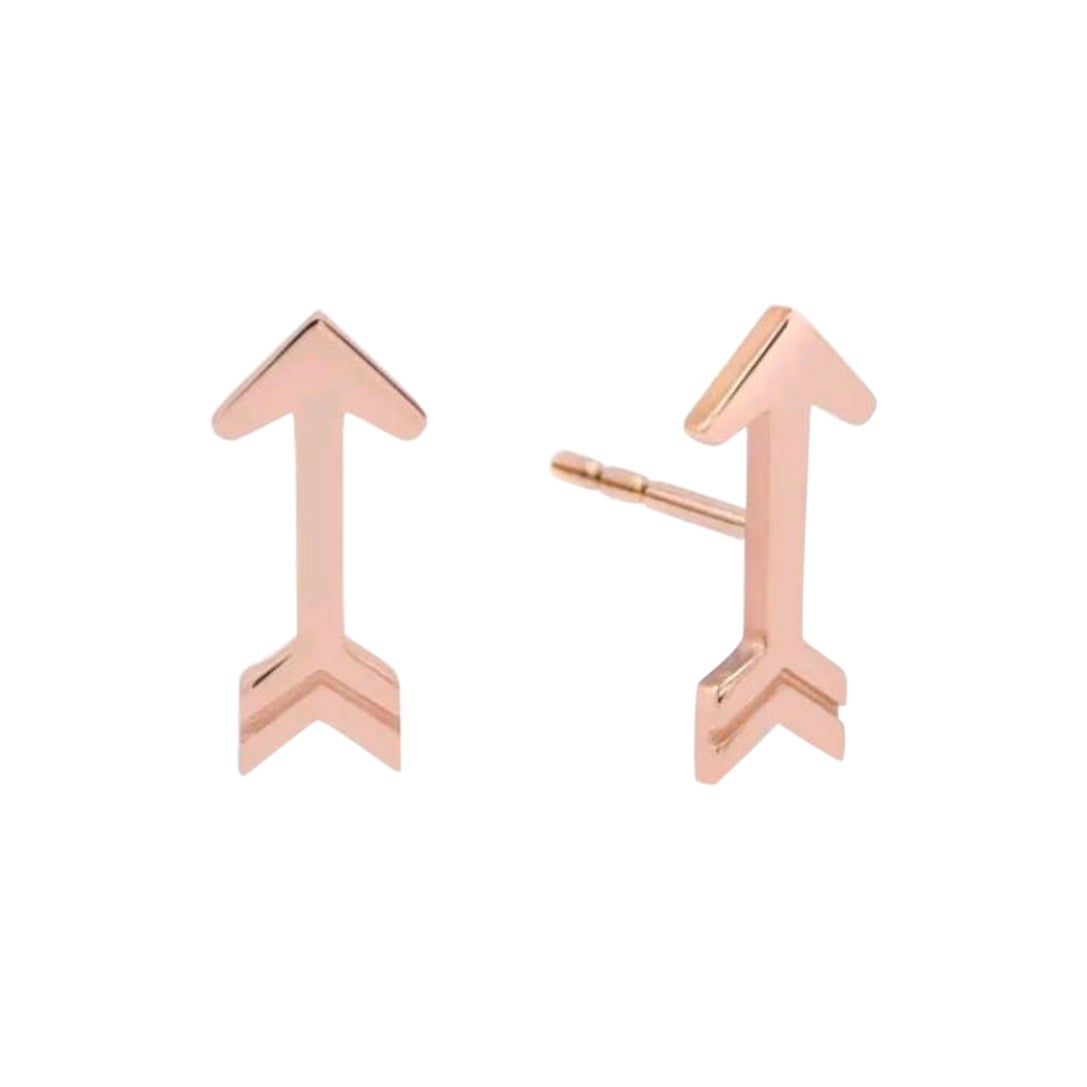 Gold Arrow Earrings 14K Stud Yellow Gold Minimalist Earring Set Birthday Gift.