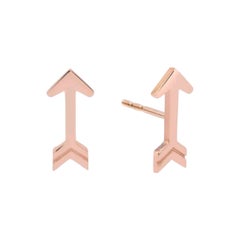 Pendientes Flecha de Oro 14K Stud Oro Amarillo Juego de Pendientes Minimalista Regalo de Cumpleaños.