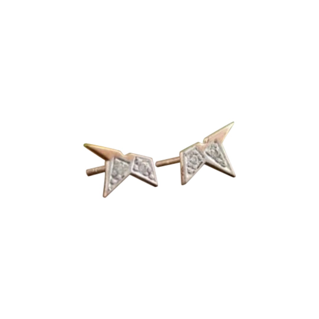 Boucles d'oreilles en or massif 14k avec diamant naturel Boucles d'oreilles demi étoile Bijoux de mariage pour elle